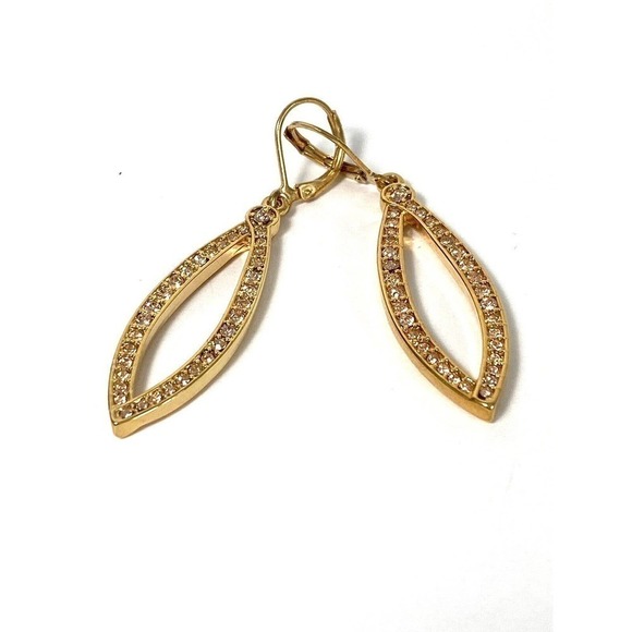 Joan Rivers Earrings Rhinestones Drops Dangles Gold Tone - Picture 6 of 8